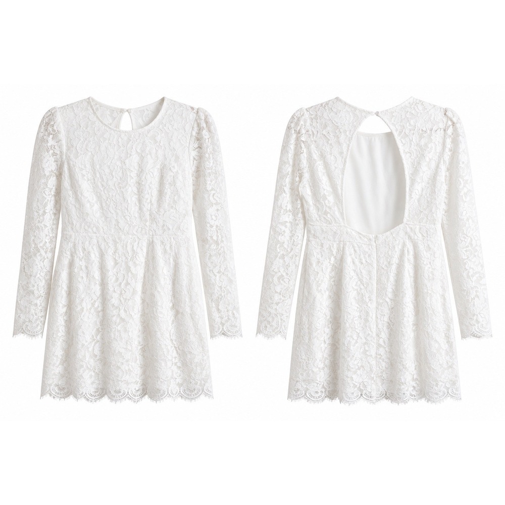NWT Lulus White Lace Mini Dress XL Bridal Rehearsal Dinner Cutout Back Bride